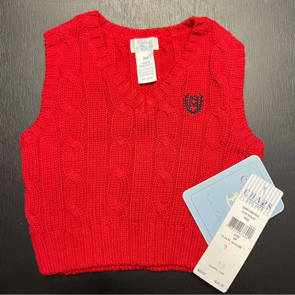 NWT red Chaps sweater vest • 3m